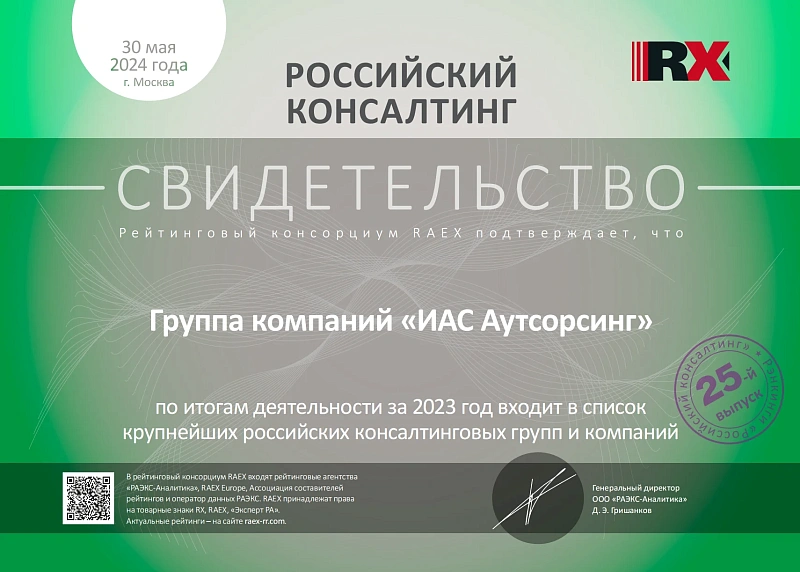 Сертификат RAEX 2024