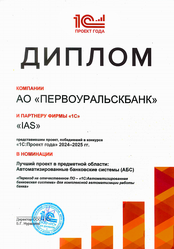 Награда «1С:Проект года»